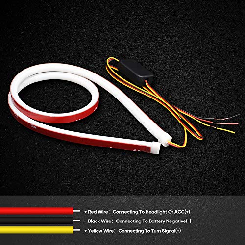 MAXGTRS 23-inch Ultrafine LED Strip Tube Flexible Waterproof Daytime Running Light White & Amber Suitable for Switchback Headlight LED Strip,Decorative Lamp,Running Light,Neon Light,Turn Signal Light - Thumbnail 6