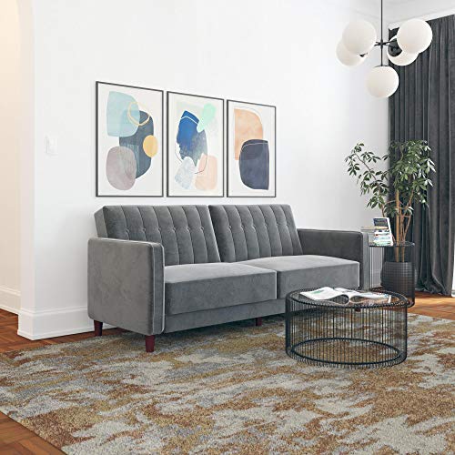 DHP Ivana Tufted Futon, Grey Velvet Pricepulse