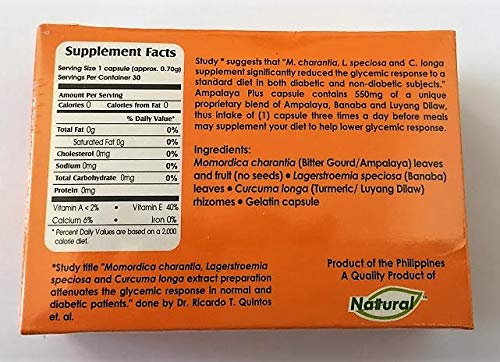 Amazon Com Ampalaya Plus 30 Capsules 550mg Blood Sugar Support Food Supplement Beauty