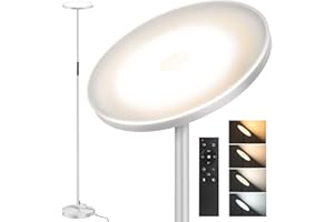 OUTON Floor Lamp, 30W/3000LM LED Modern Torchiere Sky Lamp, Super Bright Dimmable Standing Tall Lamp with 4 Color Temperatures, Remote Touch Control, Timer for Living Room Bedroom Office, Silver Grey