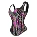Kimring Women's Gothic Retro Jacquard Peasant Shoulder Straps Boby Shaper Tank Bustiers Spiral Steel Boned Overbust Corset Purple 5X-Large
