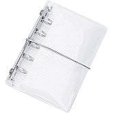 AxeWoodz Clear A8 Binder PP Trifold Binder with Bandage Loose Leaf 5 Ring Budget Transparent Cash Stuffing Personal Planner