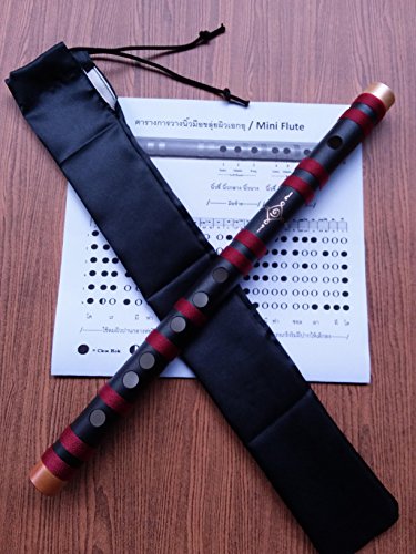 Thai Black Fife / Mini Flute in key C ( Binding Black Nylon )