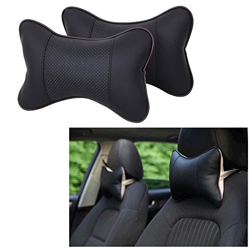 E Support 2 PCS Danny leather Bone Shaped Car Headrest Neck Pillow