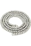 Iced Out Silver 1 ROW Simulated Diamond Chain Necklace 14K Finish - 30