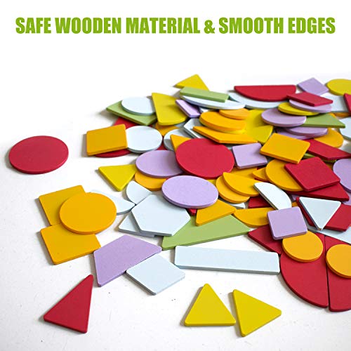 Supkiir Beginner Wooden Pattern Puzzle Blocks Educational Toy, 12 Double-Sided Scenes and 120 Pcs Colorful Blocks for Preschool or Kindergarten Kids