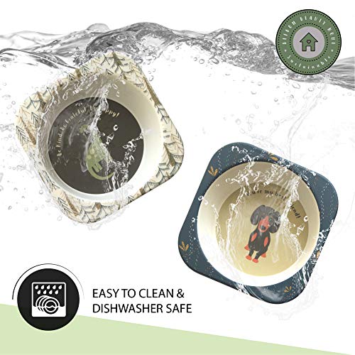 BeeBon Beauty Home Bamboo Bowls for Kids, Super Cute Easy to Clean