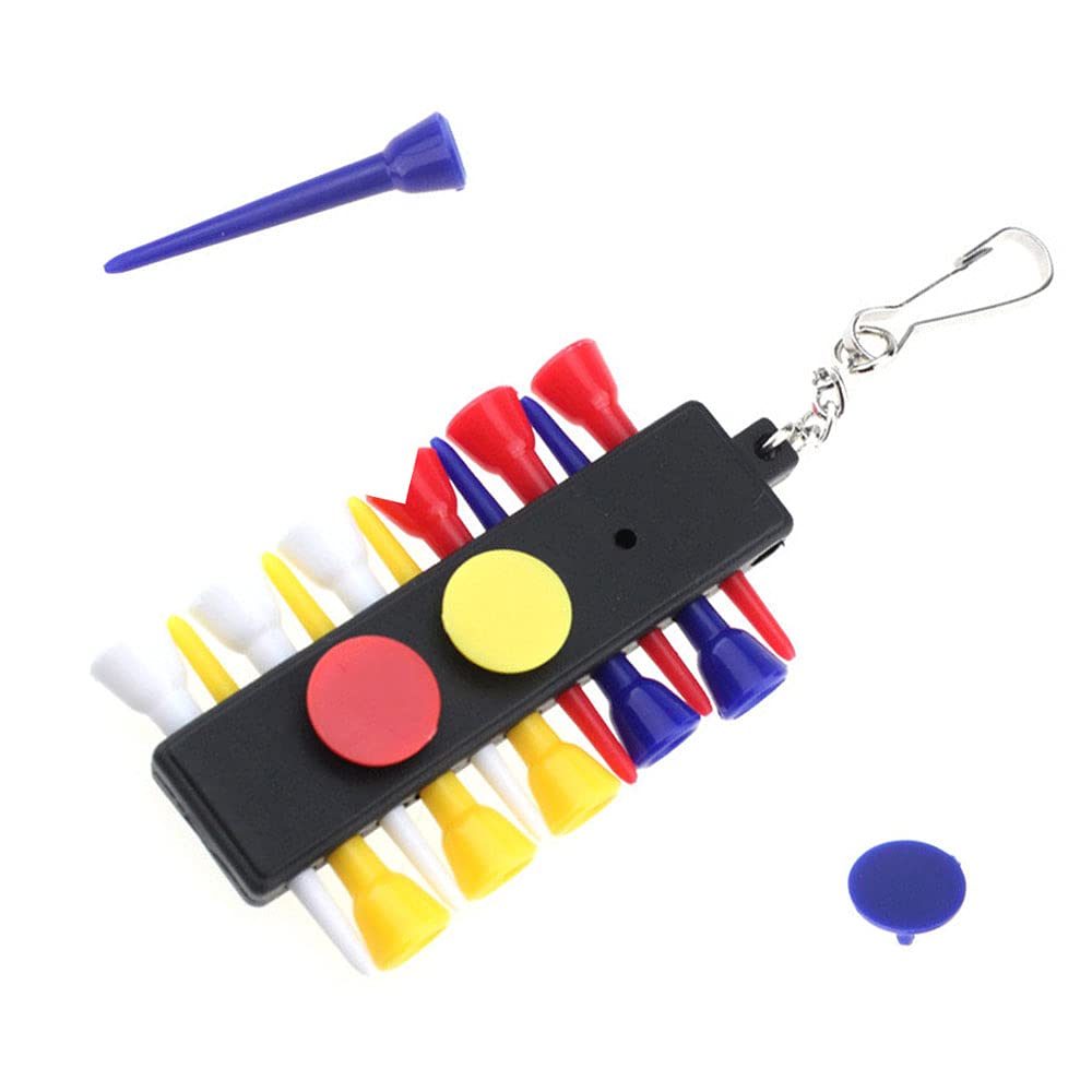 NA Plastic Golf Tees Golf Tee Holder with 12 Golf Tees 3 Golf Ball Markers 1 Golf Pencil Set With Keychain Golf Practicing Tees for Golfer