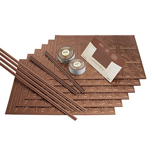 Fasade Easy Installation Traditional 1 Argent Copper Backsplash Panel for Kitchen and Bathrooms (18 sq ft Kit)