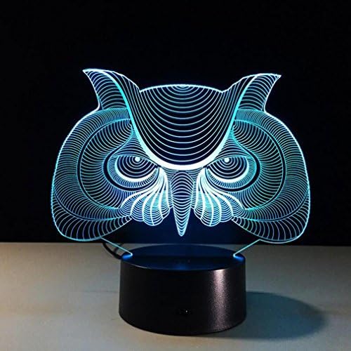 CARYY LED Illusion Lamp, 7 Colors Remote Control Owl Dimensional Optical Visual Light, 3D Mini Night Lights, Decoration Atmosphere USB Table Lamps, Children Christmas Halloween Birthday Gifts