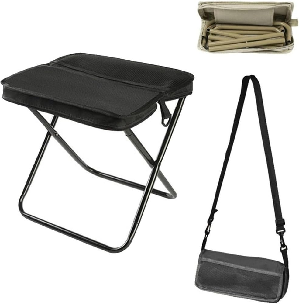 Photo 1 of Qiyraexy Foldable Backpack Stool Mini Outdoor Camping Stool, Portable Collapsible Slacker Chairs Carry Bag for Fishing Travelling Picnics(Black,Large)