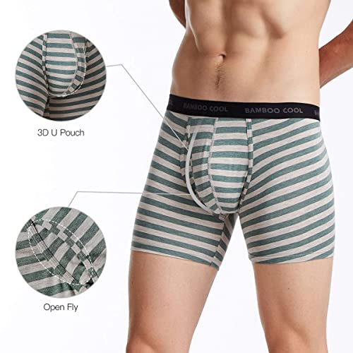 BAMBOO COOL Men's Underwear Boxer Briefs 5 Pack Bamboo Viscose Soft