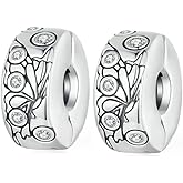 MEETCCY 2pc Clip Spacer Charms Bracelets for Women 925 Sterling Silver Blue White Crystal Clip Lock Spacer Stopper Charm Bead for Bracelet
