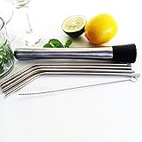 Drink Muddler Set with Stainless Steel Metal Drinking Straws Cocktail Bar Accessories by Chelsydale