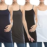 Nolabel Womens 2~4 Pack Long Length Adjustable Spaghetti Strap Racerback Cami Tank Top Plus Size (S~3XL)