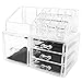 Clear Acrylic Cosmetics Makeup Jewelry Organizer 4 Drawers with 16 Compartments Top Section - WE PAY YOUR SALES TAX (idea for Christmas Birthday gift )