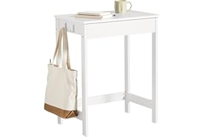 SoBuy White Small Desk with Drawers, Mini Table Computer Writing Workstation Children Teenagers Desk with Drawer and Hooks, White FWT43-W