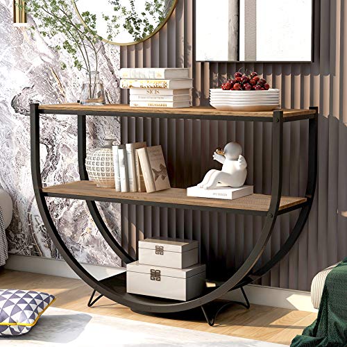 P PURLOVE Retro Style Console Table 2 Tier Sofa Table for Entryway with