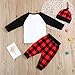 Younger star Newborn Baby Outfits Long Sleeve T-Shirt with Red Plaid Pant and Hat Christmas Costume (White, 18-24 Months)