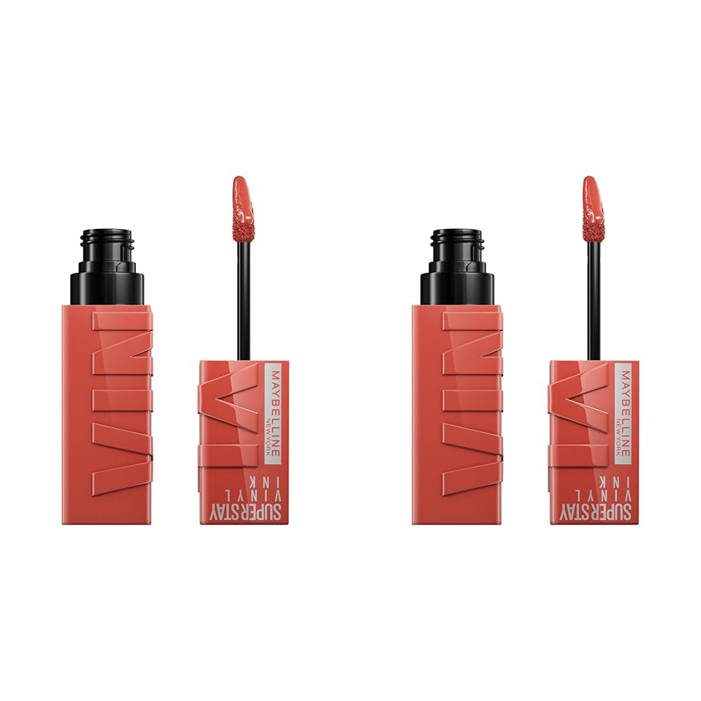 Maybelline New York Lip Colour, Smudge-free, Long Lasting up to 16h, Liquid Lipstick, Shine Finish, SuperStay Vinyl Ink, 125 Keen (Pack of 2)