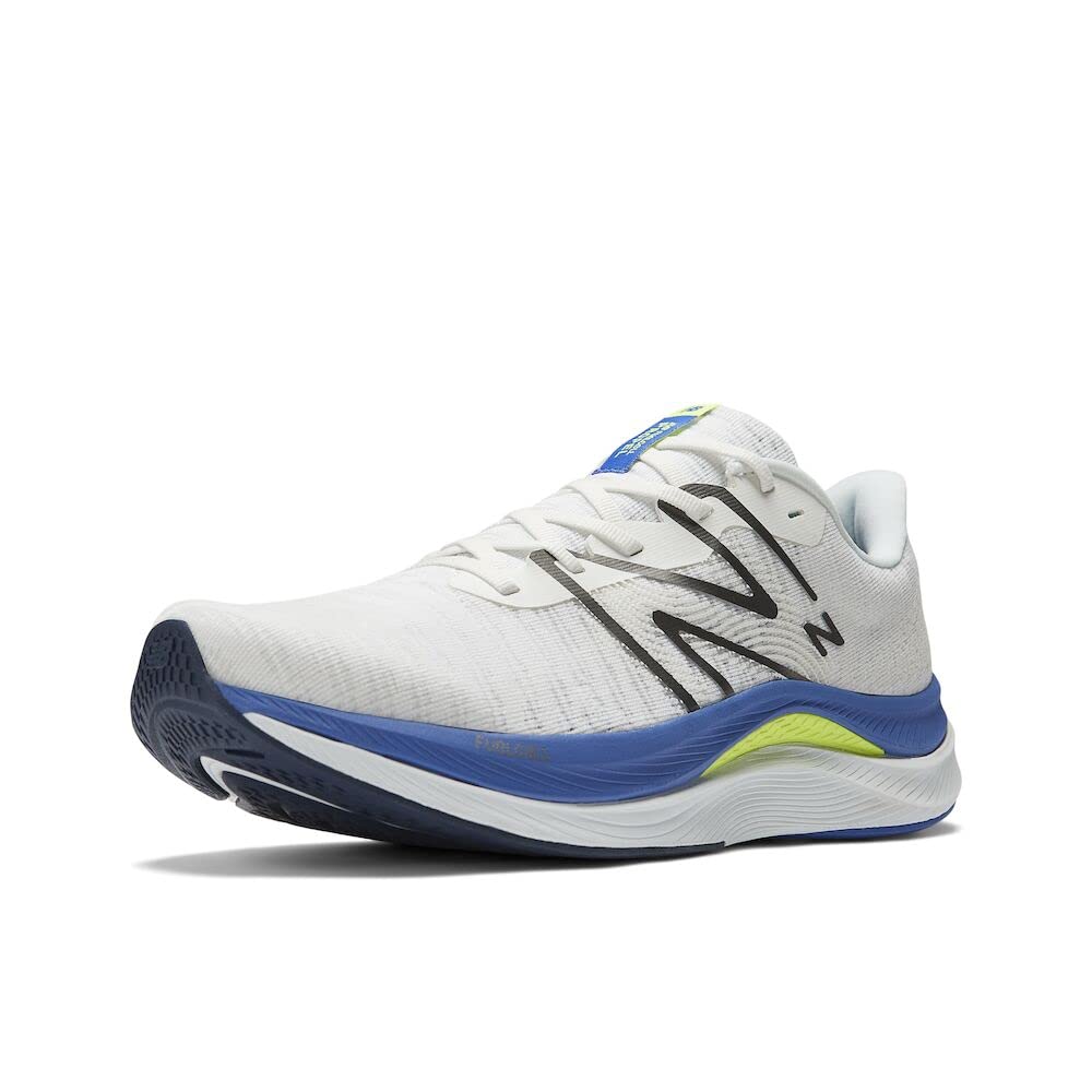 New Balance Men’s FuelCell Propel V4 Running Shoe, White/Marine Blue/Thirty Watt, 7