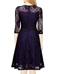 Miusol Vestido de fiesta de noche con encaje floral vintage para mujer