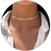 EFTOM Tennis Necklaces for Women Sparkly Rhinestone Choker Diamond Chain Necklace