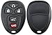 KeylessOption Replacement 5 Button Keyless Entry Remote Key Fob Shell Case and Button Pad -Black