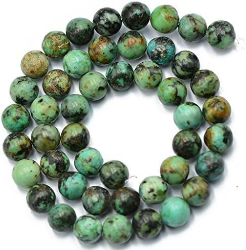 Tokou Natural African Turquoise Bead Cord 8mm Jewelry Making Loose Gem Beads Strand 15 Inch For DIY Jewelry Making Accessory Necklace Bracelet Crafting