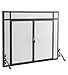Plow & Hearth Large Flat Guard Fireplace Screen with Doors, Handcrafted Solid Steel, Heavy Duty Metal Mesh, Adjustable Feet, Powder Coat Finish, Free Standing Spark Guard 44 W x 33 H, Black primary