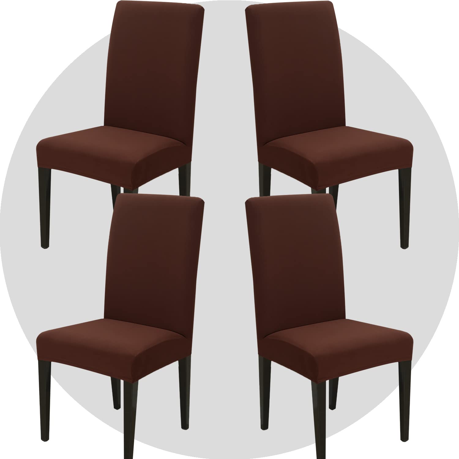 NDMMSO Dining Room Chair Covers Set of 4 Super Fit Stretch Removable Washable Dining Chair Protector Cover Seat Slipcover for Hotel, Dining Room, Ceremony, Banquet Wedding Party(Brown)