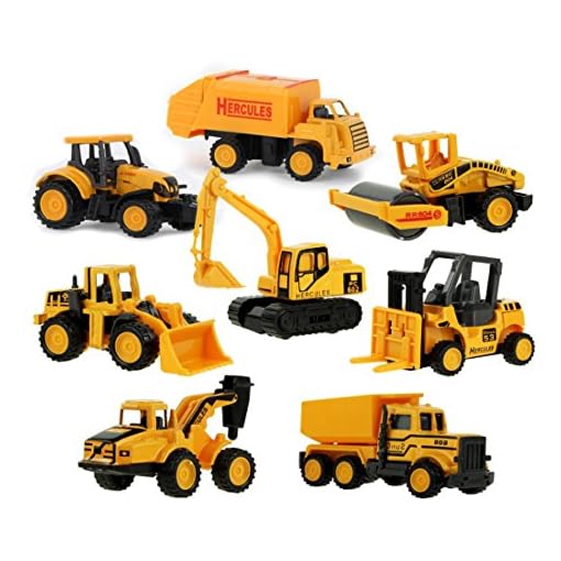 Coolplay Inertia Toy Early Engineering Vehicles Friction Powered Dumper,Bulldozers,Forklift,Tank Truck,Asphalt Car and Excavator for Children Kids Boys and Girls ( Pack of 6)
