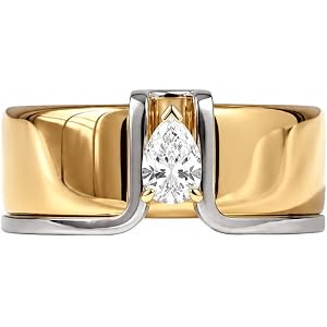 ELMA JEWELS Ring Cove, Pear Cut Moissanite Smart Ring Cover, Gold Ring Guard Enhancer, Stackable Ring Jacket, Minimalist Smar