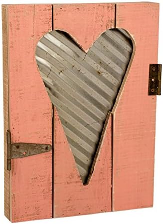Honey In Me Heart Coral Pink 14.5 x 11 Galvanized Heart Cut Out Pallet Wood Decorative Sign Plaque