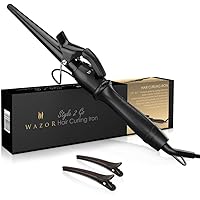 Professional 1-1/2" Tapered Curling Wand with Short Clamp, Ceramic Curling Iron for Long Lasting Curls or Waves, Hair Curling