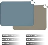 PandaEar Pack of 2 Silicone Placemats Blue & Brown Non-Slip 15.7x11.8 in view 2