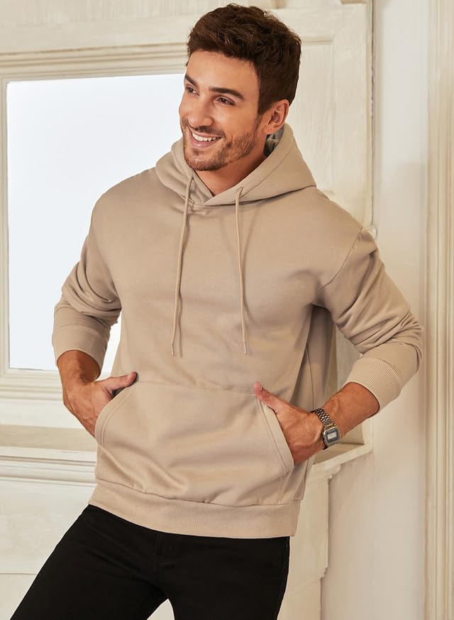 JMIERR Mens Casual Cotton Hooded Collar Drawstring Hoodies Pullover Sweatshirts Casual Long Sleeve Shirts