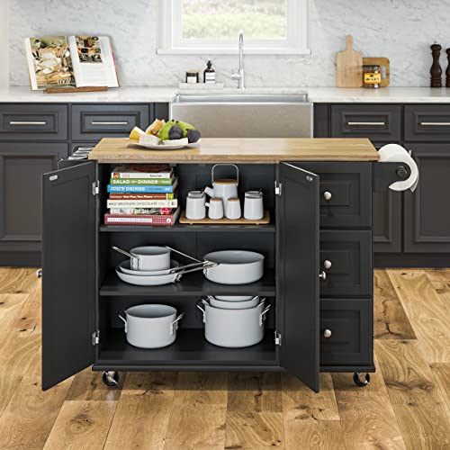 Homestyles Dolly Madison Kitchen Cart With Wood Top And Drop Leaf