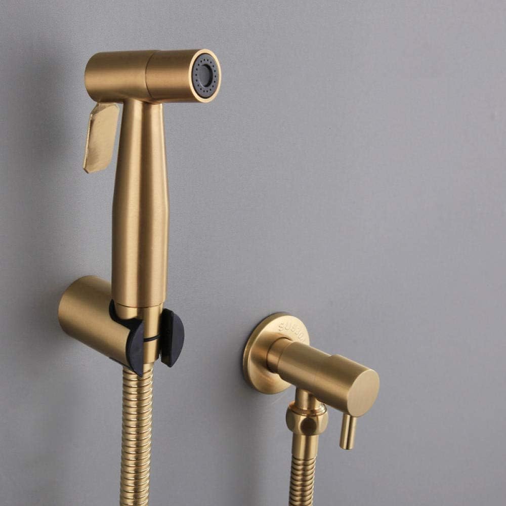 Hand Held Bidet Toilet Sprayer Kit -SUS304 Toilet Bidet Sprayer Set Brushed Gold-Angle Valve Spray Gun Shower Set