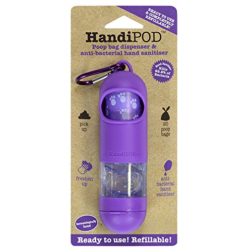 HandiPOD Dog Poop Bag and Hand Sanitizer Dispenser, Purple