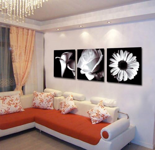 Gallery Canvas Art-Abstract Black and White Flower - Canvas Art Print - Wall Art - Home Decor - Framed Ready to Hang #05-124