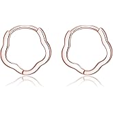 Reffeer Solid 925 Sterling Silver Flower Shape Hoop Earrings for Women Teen Girls Flower Hoop Earrings Minimalist Huggie Earrings