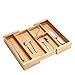 Bamboo Expandable Silverware Drawer Organizer - Kitchen Cutlery Utensil Flatware Tray Mortise and Tenon Connection