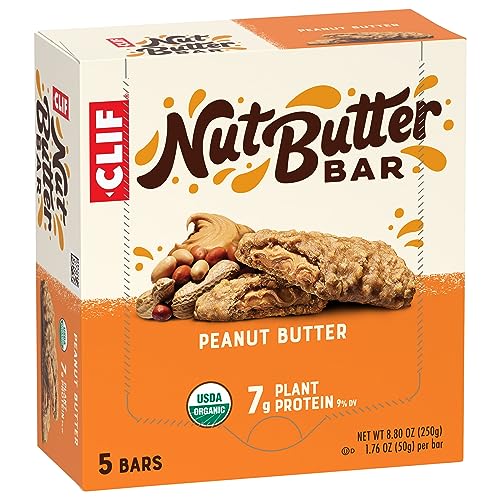 CLIF NUT BUTTER BAR – PEANUT BUTTER – FILLED ENERGY BARS – NON-GMO – USDA ORGANIC – PLANT-BASED – LOW GLYCEMIC – 1.76 OZ. (5 PACK)