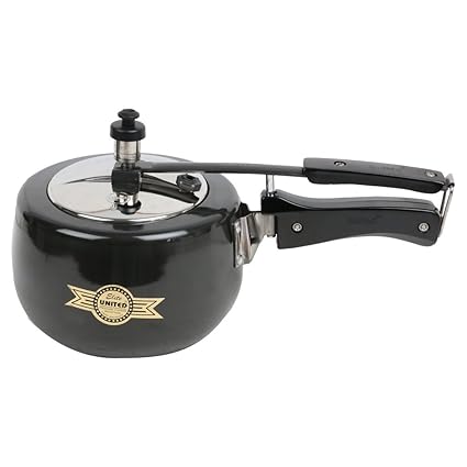 United Elite Pressure Cooker With Inner Lid 3000 ml Aluminium Black Color