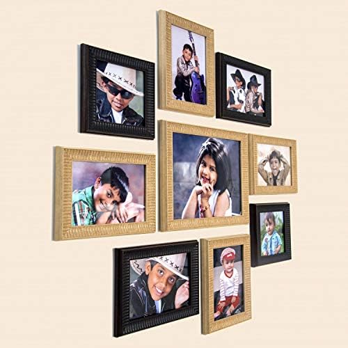 Ajanta Royal Set of 9 Individual Photo Frames (6-5"x7", 2-5"x5", 1-8"x10" Inch) : A-90MI (Maroon-Ivory)