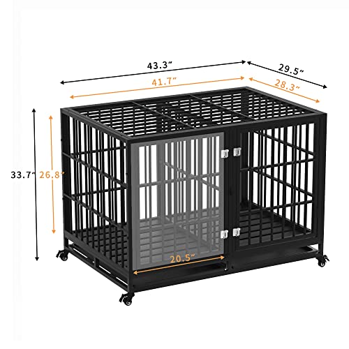 rehomerance 43" Stackable Dog Crate with Divider Panel for Large Dogs