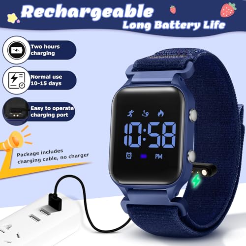 Timever Digital Watch Children Girls Boys with Pedometer, 2 Alarms, Stopwatch, Light, Date Sports Watch without App and Mobile Phone with Nylon Strap
