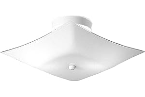 Progress Lighting P4961-30 Square Glass Close-to-Ceiling, 12-Inch Diameter x 5-1/2-Inch Height, White