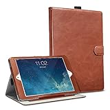 iPad Air 2 Case, Cambond Ultra Slim Light Weight Sleep Awake Smart Stand Case Cover with Card Slots and Stylus Holder, Protective Premium PU Leather Cover Case for Apple iPad Air 2 (iPad 6), Brown